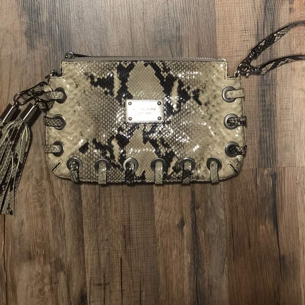 Michael Kors snakeskin wristlet